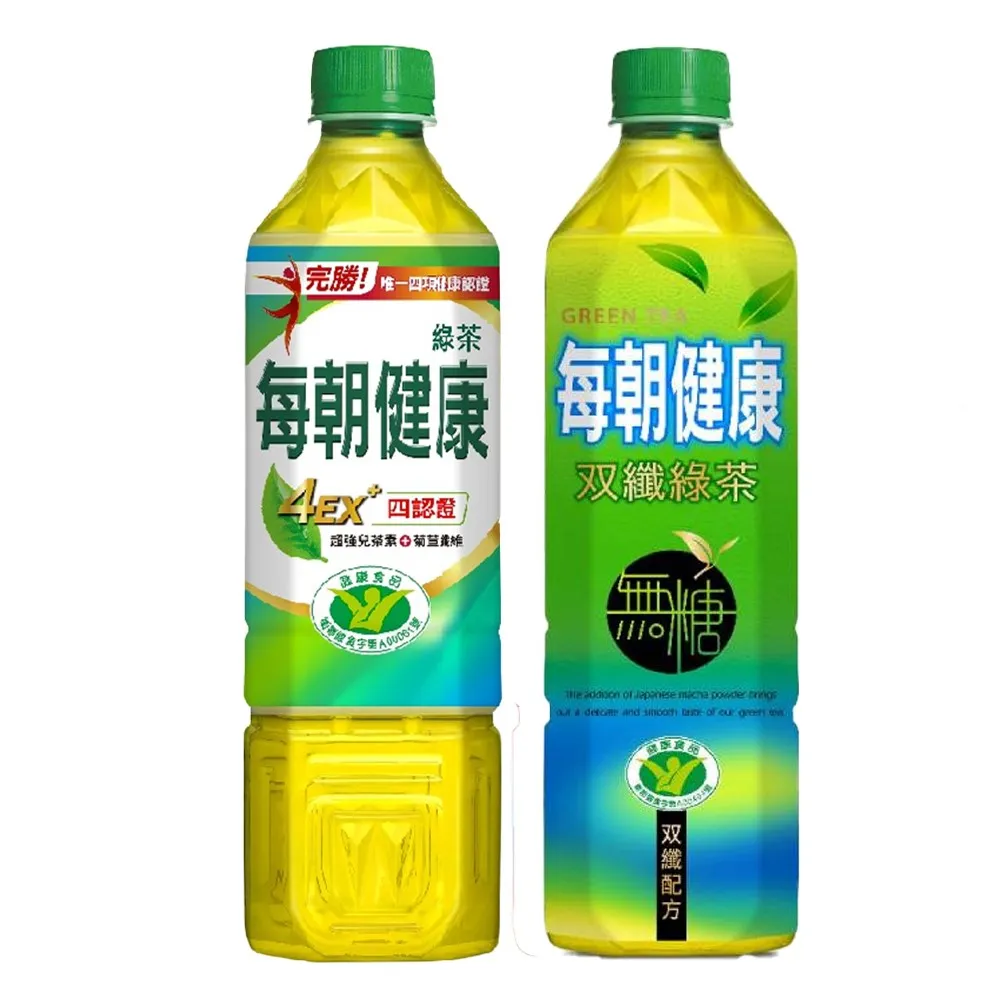 【每朝健康】無糖綠茶+雙纖650mlx2箱(共48入)