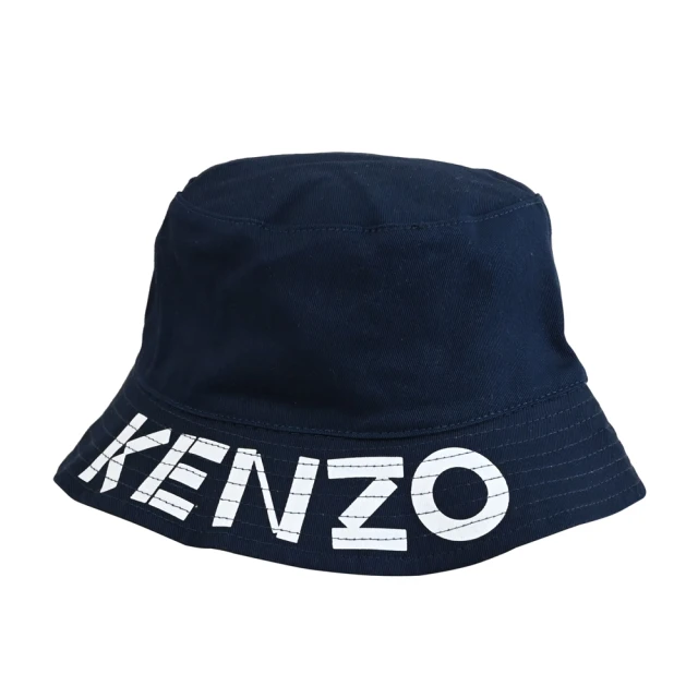 KENZO 品牌燙印LOGO雙面雙色設計遮陽帽漁夫帽(深藍/卡其)