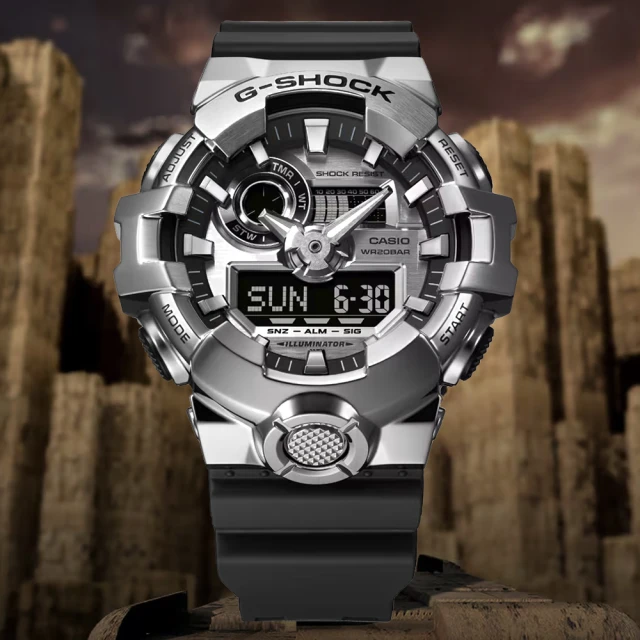 CASIO 卡西歐 G-SHOCK 金屬時尚錶殼 大錶徑雙顯錶-銀色(GM-700-1A)