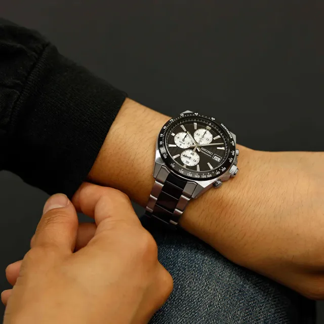 【SEIKO 精工】CS系列 時尚三眼計時手錶-41mm 情人節 送禮(8T67-00Y0D/SBTR043J)