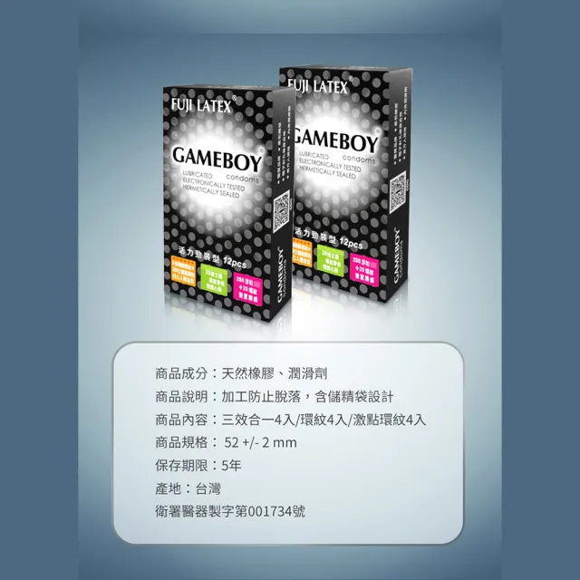 【GAMEBOY 勁小子】活力勁裝型｜保險套 衛生套 12入(保險套 衛生套 情趣 情趣職人)