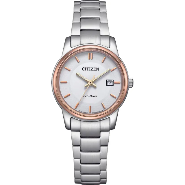 【CITIZEN 星辰】光動能經典女錶-白/27.5mm 母親節 禮物 送禮(EW2319-71A)