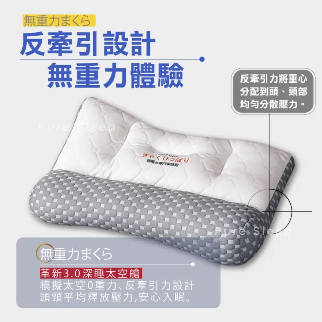 【Pure Sleep】日本反牽引乳膠枕芯(護頸枕頭 水洗枕頭 側睡枕 枕頭 助眠 深睡)