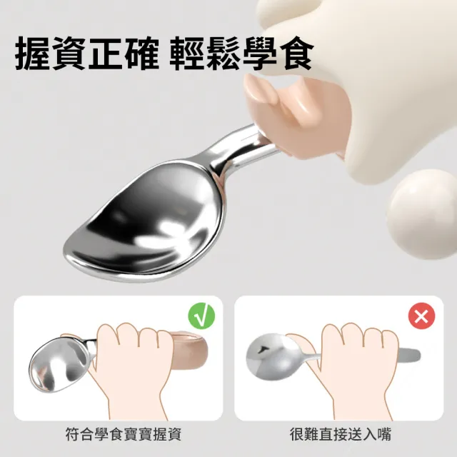 【aiebao】316不鏽鋼兒童餐具組 寶寶握叉匙組 兒童湯匙 交換禮物(湯匙 叉子 學習餐具 學吃飯 輔助勺)
