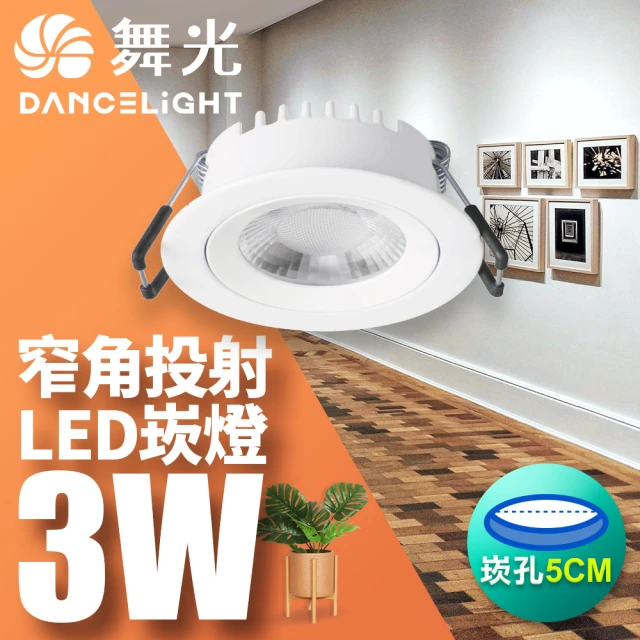 DanceLight 舞光 可調角度LED浩克崁燈 3W坎燈 崁孔5CM(黃光)