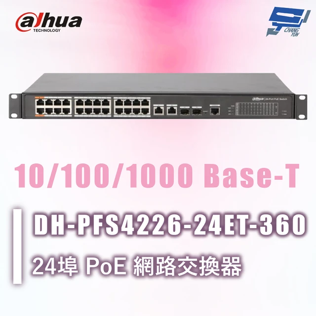 CHANG YUN 昌運 Dahua大華 DH-PFS4226-24ET-360 24埠 PoE 網路交換器10/100/1000 Base-T