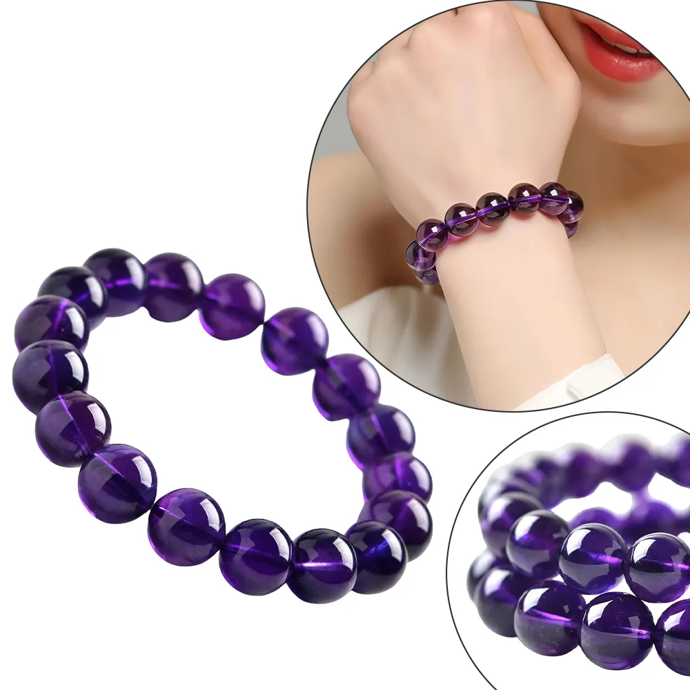 KT DADA】紫水晶手串開運手鍊能量手串圓珠手串串珠手鍊水晶手鍊情侶