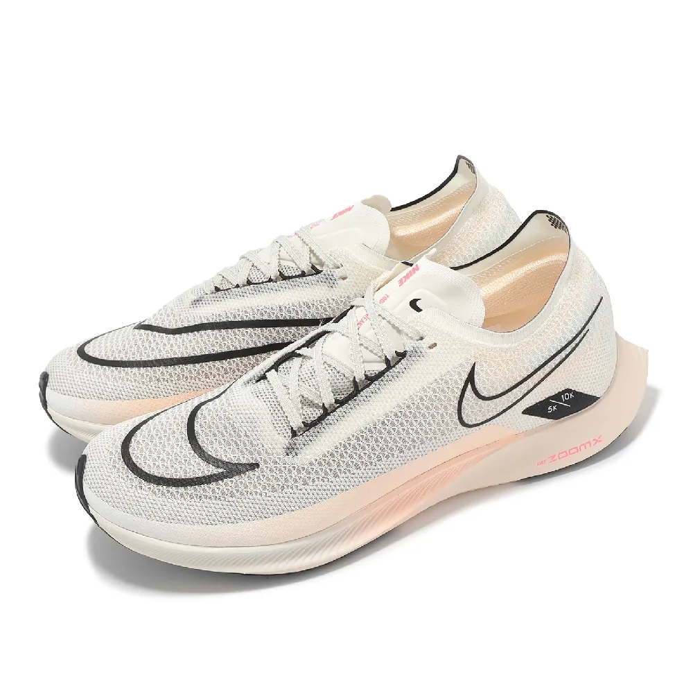NIKE 耐吉】競速跑鞋ZoomX Streakfly 男鞋米白粉橘黑輕量針織襪套運動 