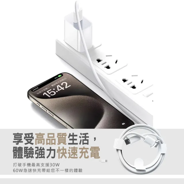 【HANLIN】TPL1M 60W 快充傳輸充電線(快充TYPE-C 安卓 蘋果 通用 1米)