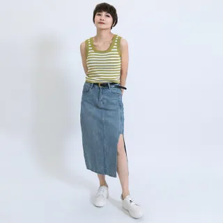 【fancyeva】條紋針織圓領背心(綠條紋、B1130C-013)