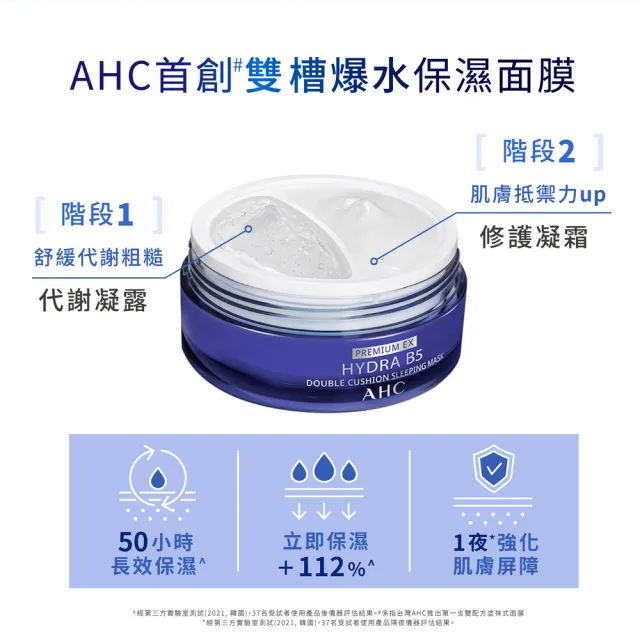 【AHC】奇肌賦活B5微導雙槽爆水面膜 60g(一瓶雙效/代謝凝露/修護凝霜/保濕小水庫)