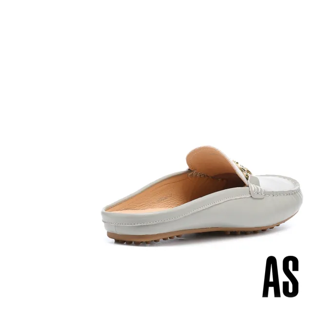 【AS 集團】別致質感鏈條羊皮低跟穆勒拖鞋(藍)