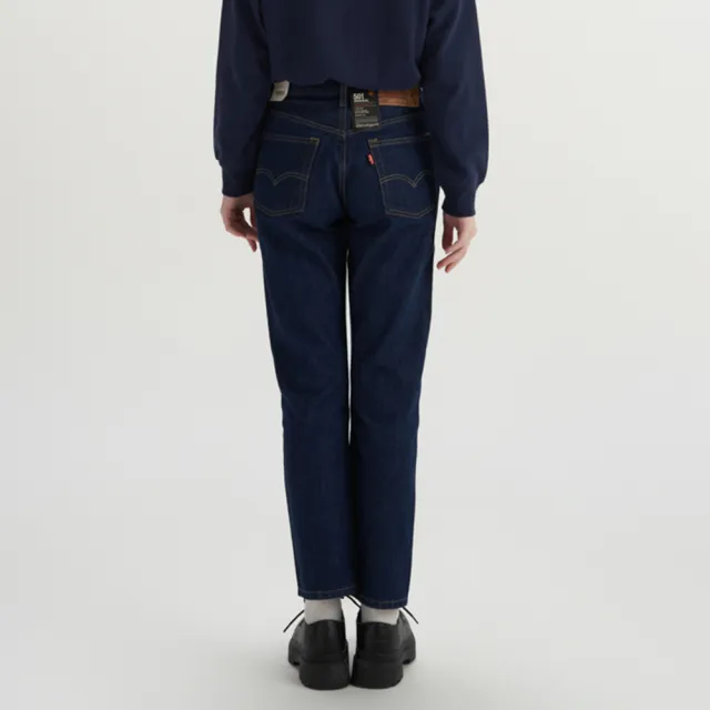 【LEVIS】女款 501高腰合身排釦牛仔長褲 / 金耳 / 精工深藍染水洗 熱賣單品 12501-0499