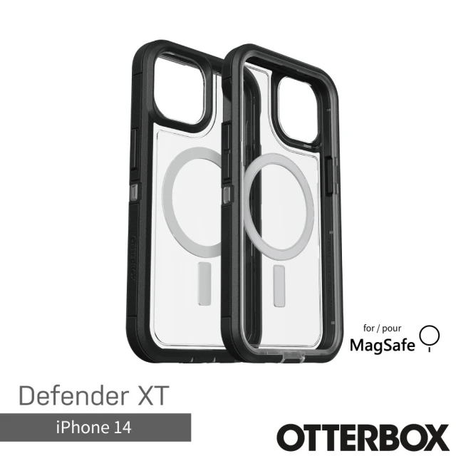 OtterBox iPhone 14 6.1吋 Defender XT 防禦者系列保護殼-黑/透(支援MagSafe)