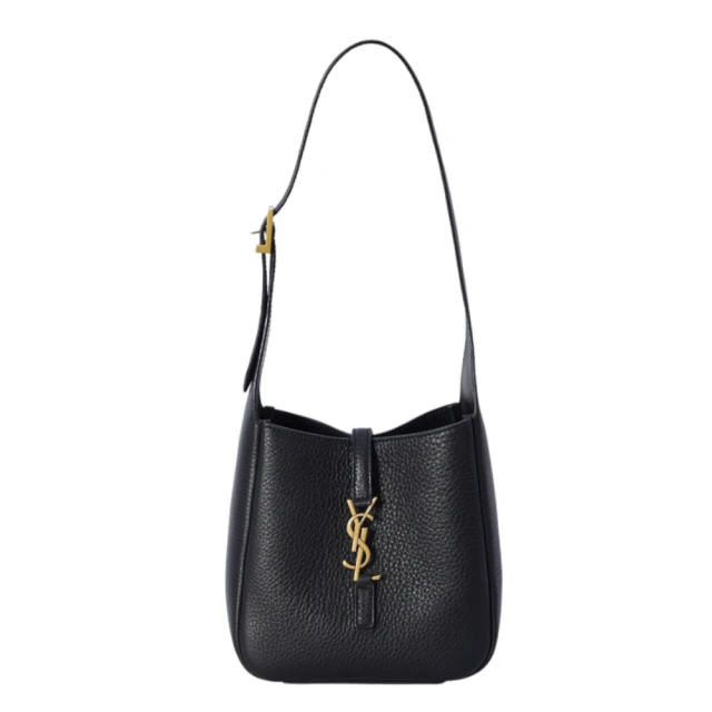 YSL SAINT LAUENT LE 5 A 7 Hobo Baby 迷你 粒面鹿皮 肩背包 黑色 809461