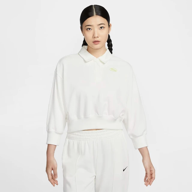 NIKE 耐吉 短袖上衣 女款 POLO衫 運動 AS W NSW PHNX FLC CROP POLO GC 米白 HQ7395-133