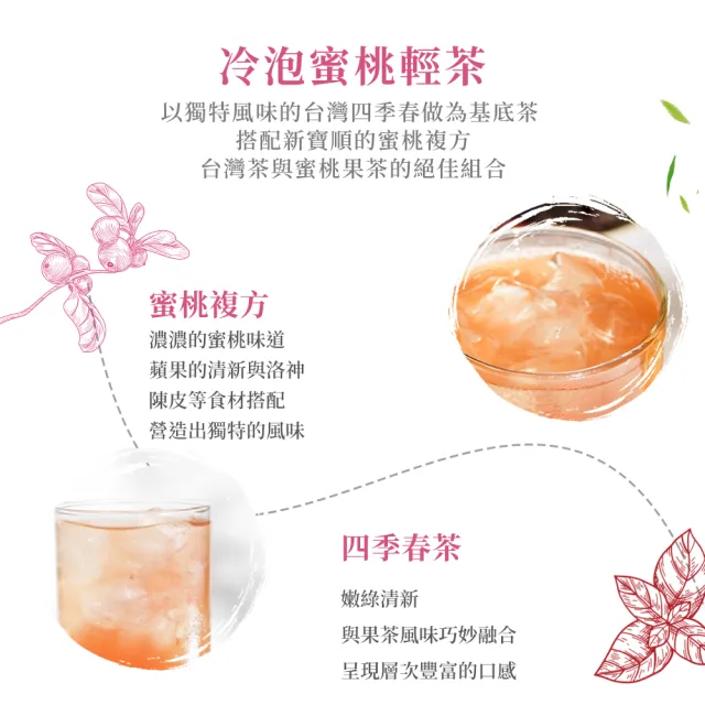 【新寶順】蜜桃輕茶/快速冷泡果茶任選兩入組(蘋果輕茶/蜜桃輕茶/藍莓冰茶/紅果冰茶)