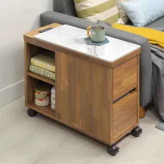 【WAKUHOME 瓦酷家具】Ari工業風木心板岩板活動沙發邊櫃A005-293