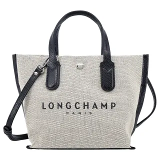 【LONGCHAMP】ESSENTIAL系列帆布LOGO字母手提/斜背兩用包(迷你/亞麻)