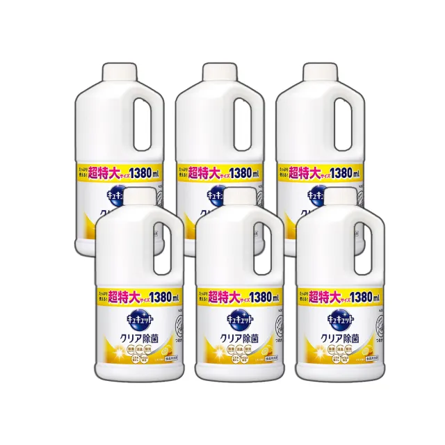 【Kao 花王】kao 珂珂透 花王洗碗精 大容量洗碗精 檸檬/綠茶 1380ml X6瓶(日本 花王  KAO 洗碗精)