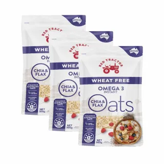 【澳洲Red Tractor紅色拖拉機】奇亞籽&亞麻籽Omega3燕麥片(無小麥、燕麥片-500gx3包)