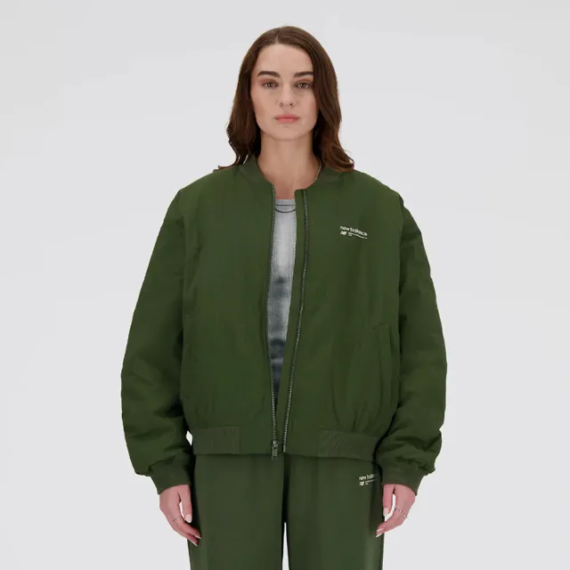 【NEW BALANCE】NB 外套 女款 運動外套 飛行外套 夾克 美規 綠(WJ33507KOU)