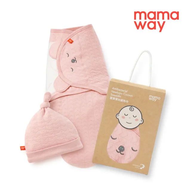 【mamaway 媽媽餵】睡睡熊蠶寶寶抗菌包巾 禮盒組(新生兒包巾/嬰兒包巾)