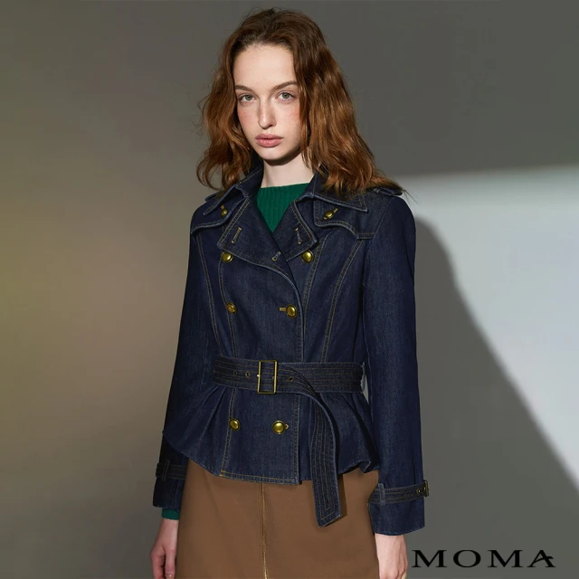 MOMA 牛仔短風衣外套(深藍色)