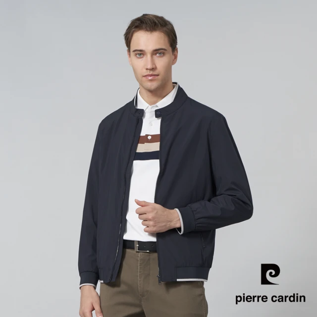 pierre cardin 皮爾卡登 商務休閒 男款 都會休閒立領夾克外套-深藍色(5245701-38)