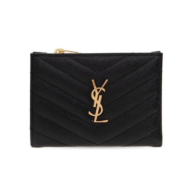 Saint Laurent Paris YSL V字縫線 黑色 短夾 皮夾 錢包