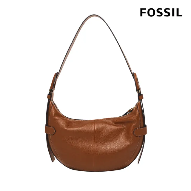 【FOSSIL】Harwell 真皮新月側背包-咖啡色 ZB1847200
