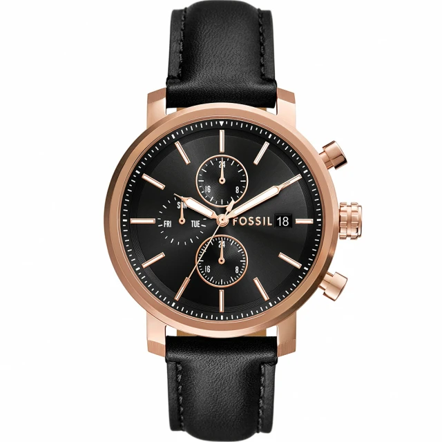 FOSSIL Rhett 菁英黑 多功能三眼手錶-43mm 雙11 優惠(BQ2893)