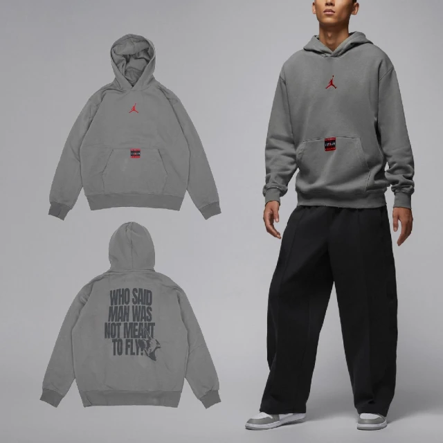 NIKE 耐吉 帽T Jordan Brooklyn Fleece 男款 深灰 紅 內刷毛 寬鬆 喬丹 連帽上衣(HV5046-029)