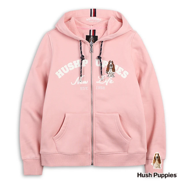 Hush Puppies 女裝 外套 經典品牌英文刺繡狗連帽外套(粉紅 / 44217109)