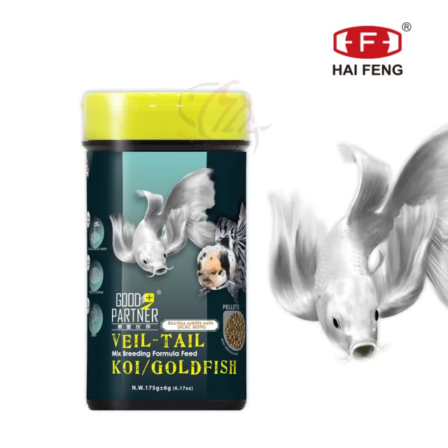 【海豐飼料】親蜜伙伴GOOD PARTNER+龍鯉、金魚雙色育成飼料 中粒 175g(適合龍鯉、錦鯉、長尾鯉、金魚食用)