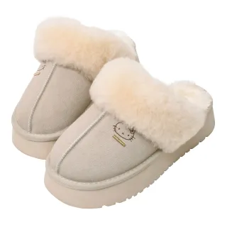 【Ann’S】Ann’S X Sanrio三麗鷗 HELLO KITTY 聯名 毛絨絨可拆後帶2way麂皮真皮厚底穆勒雪靴4cm(米白)