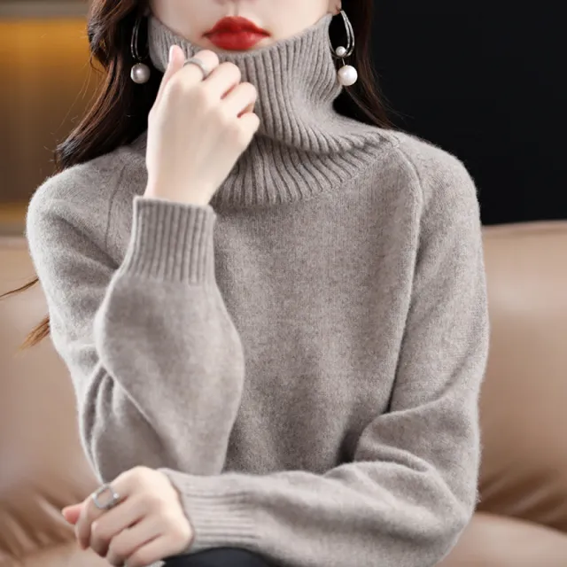 【Very Buy 非常勸敗】預購/秋冬100羊毛衫女裝高領短款加厚寬鬆純色內搭毛衣套頭羊絨針織衫