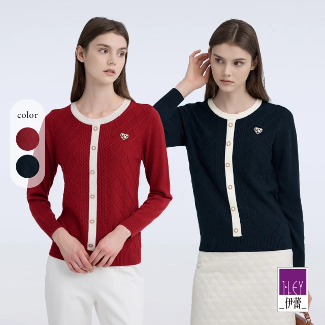 ILEY 伊蕾ILEY 伊蕾 撞色舒適羊毛針織上衣(兩色；M-2L；1244455001)