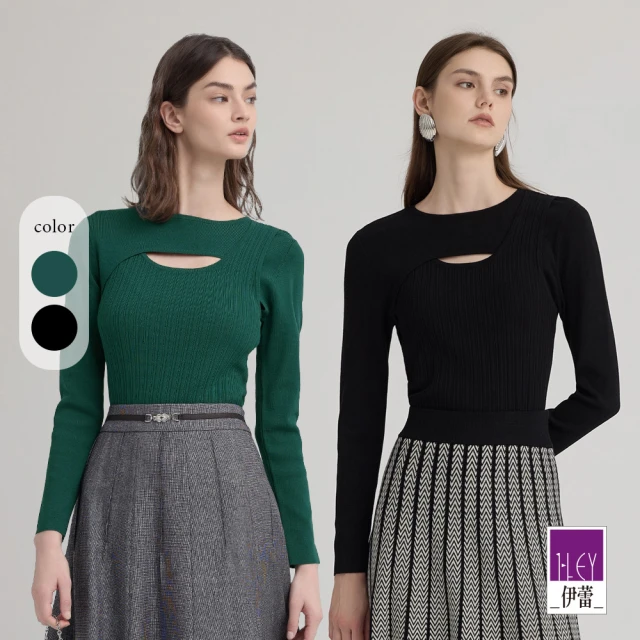 ILEY 伊蕾ILEY 伊蕾 交錯鏤空坑條縲縈針織上衣(兩色；M-XL；1244395002)