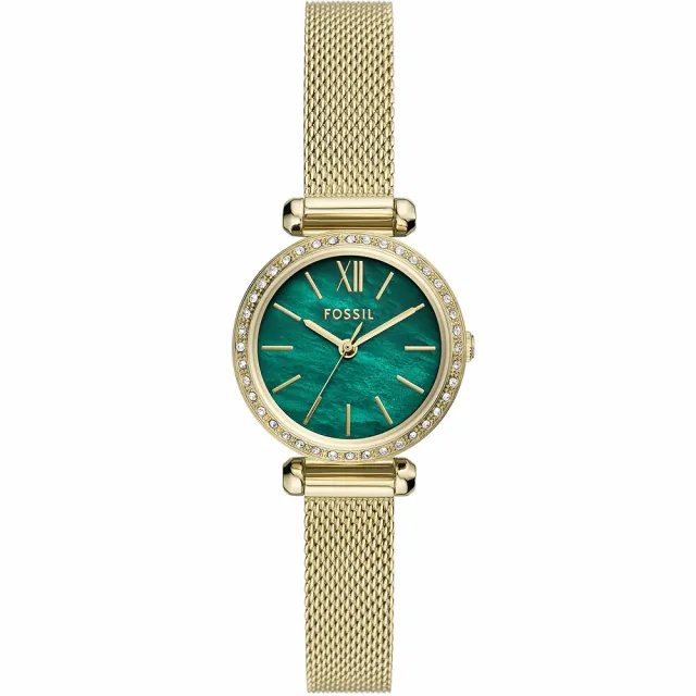 【FOSSIL】Tillie 珍珠貝晶鑽米蘭女錶-綠/26mm 母親節 送禮 禮物(BQ3987)