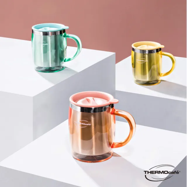 【THERMOcafe凱菲】買1送1_不鏽鋼真空隔溫杯350ml-共2入(DOM-350SH)