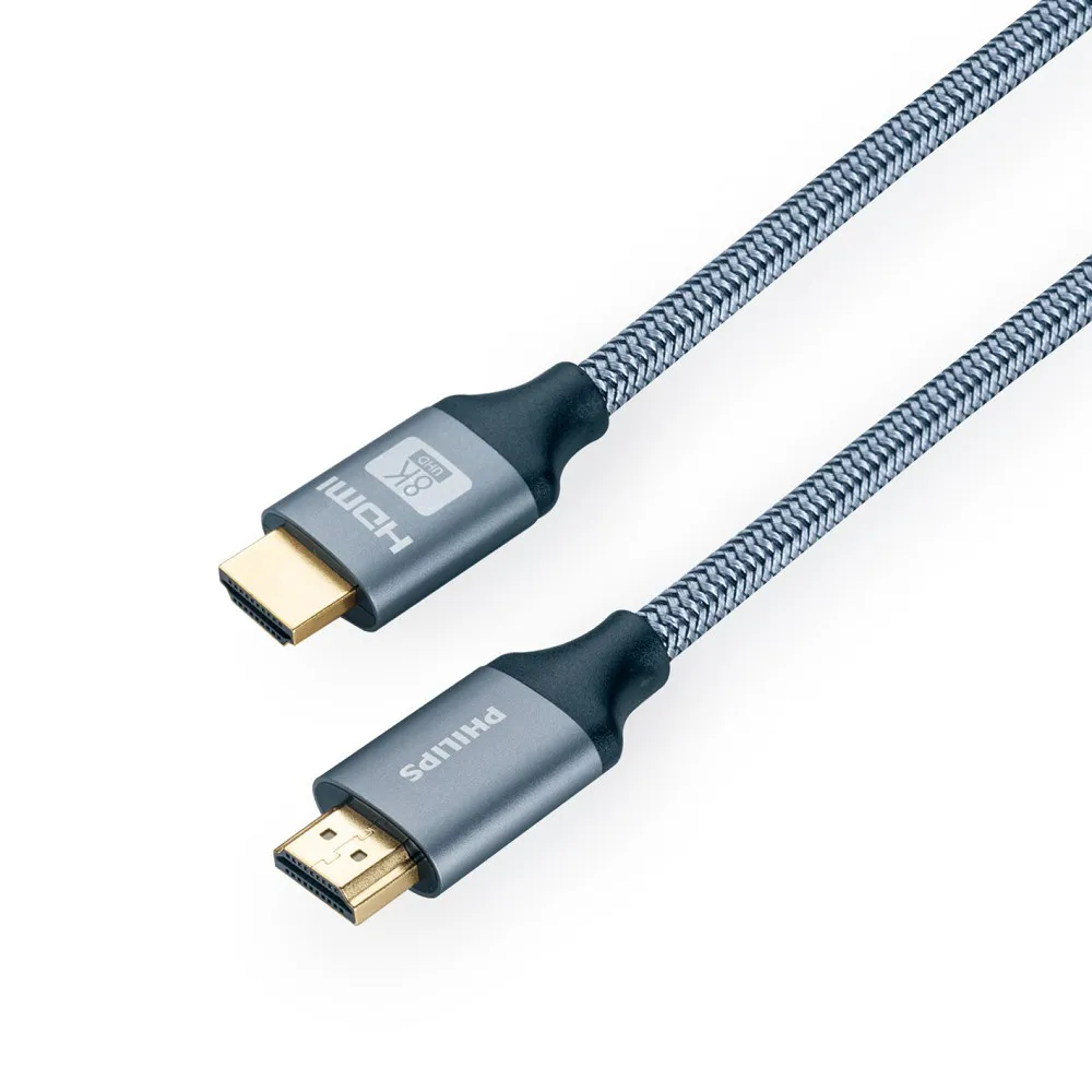 【Philips 飛利浦】1.5M HDMI 2.1 公對公 旗艦款鋁合金Braided傳輸線8K@60 / 48Gbps-SWV9115