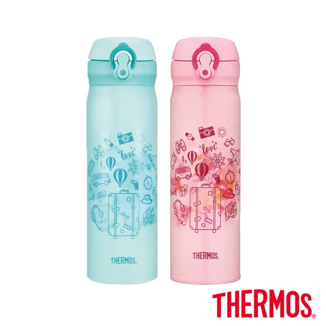 【THERMOS 膳魔師】買1送1_不鏽鋼超輕量彈蓋真空保溫杯500ml+350ml(JNL-502+JNL-352)