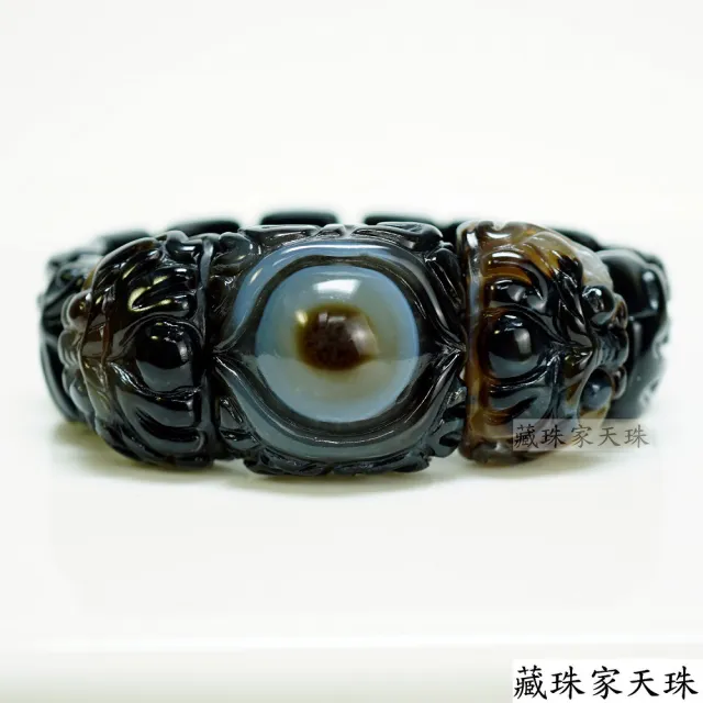 【藏珠家】精品財咒天眼+雙龍+黃財神天珠手鍊-手排