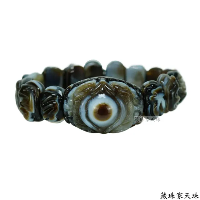 【藏珠家】精品雙龍拱珠+黃財神咒天眼天珠手鍊-中手排