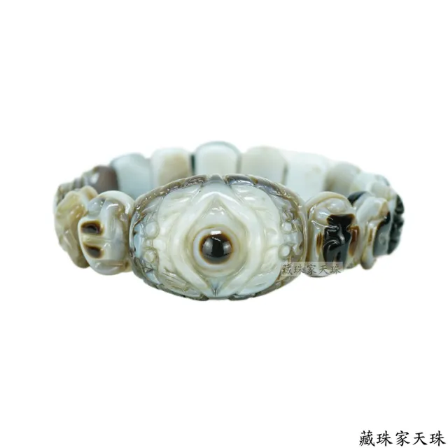 【藏珠家】精品雙龍拱珠+黃財神咒天眼天珠手鍊-中手排