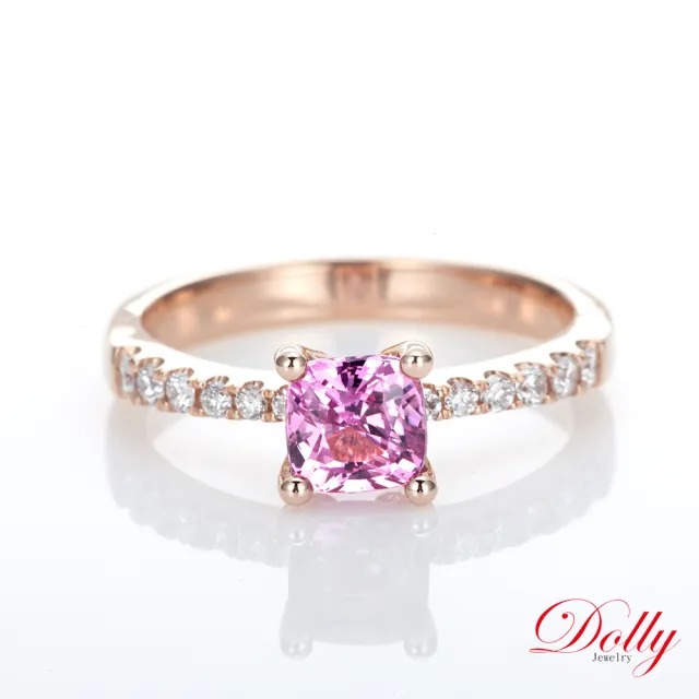 【DOLLY】14K金 無燒斯里蘭卡艷粉藍寶石1克拉玫瑰金鑽石戒指-010 高級訂製珠寶 浪漫質感 奢華送禮