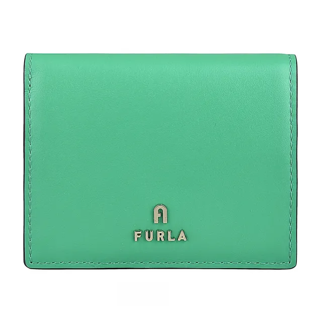 【FURLA 芙拉】FURLA CAMELIA字母LOGO釦式4卡小牛皮對折短夾(若竹綠)