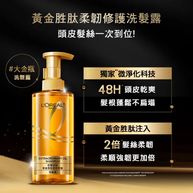 【LOREAL Paris 巴黎萊雅】雙11限定★玻尿酸水光豐盈/黃金胜肽修護洗髮露/護髮素440ml_2入(洗髮精)