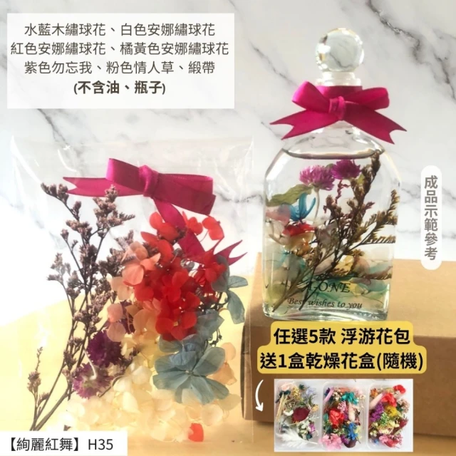 A-ONE 匯旺 浮游花DIY材料包 乾燥永生花 不凋滿天星 捧花蓬萊松 富貴豆 乾燥花束材料 不凋花玫 H35